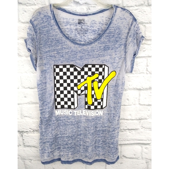 MTV Tops - MTV Logo Burnout T Shirt M